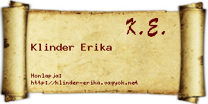 Klinder Erika névjegykártya